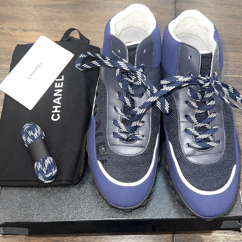Like new Chanel navy sneakers